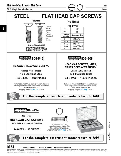 Cap Screw Flat Slot Head 1/2"-13 Unc X 1-1/2" Low Carbon Steel Zinc Chromate Pltd   MS-1065