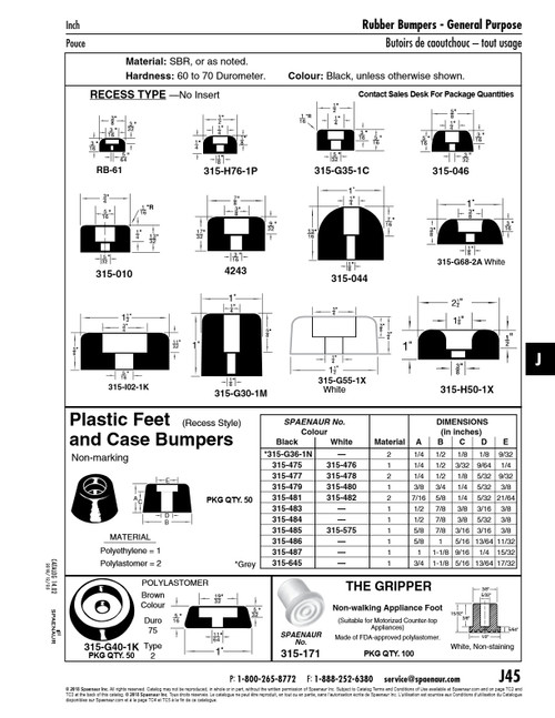 Rubber Bumperrecess Type-No Insert 3/8"Od X 3/16"Ht X 3/16" X 5/64"Id Sbr Compound Black 70+-Duro   RB-61