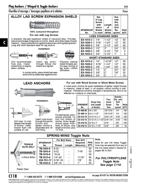 Spring Toggle Wing Nut 1/4"-20 Unc Carbon Steel Zinc Plated   TB-3015-6