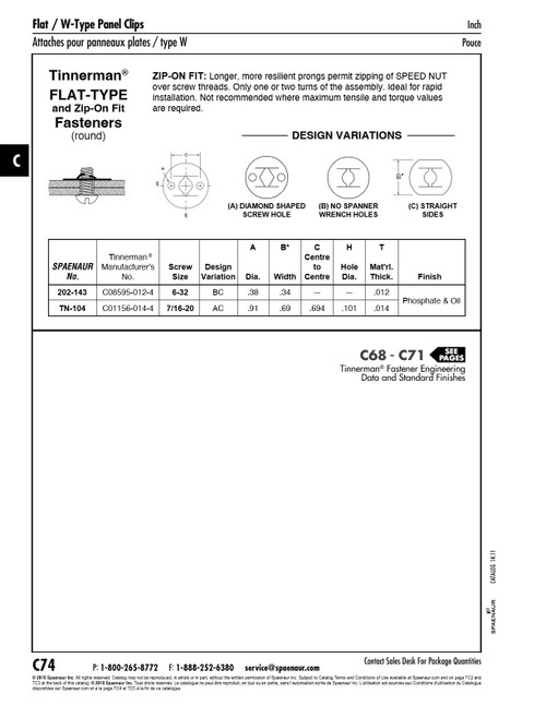 Spring Nut Flat Type With Two Spanner Wrench Holes 7/16"-20 Unf Machine Screw Threads Spring Steel Heat Treated Phosphate & Oil   TN-104