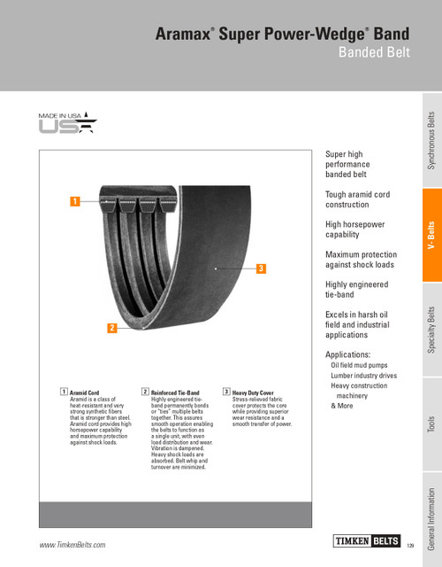 Aramax® Super Power Wedge® 4 Rib Banded V-Belt   R8VK1180-4