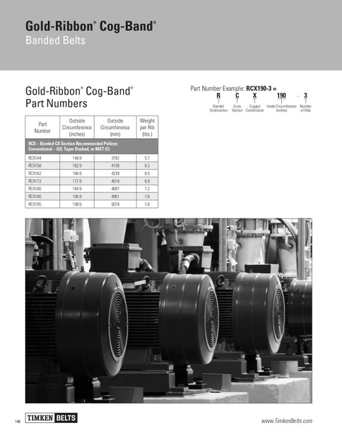 Gold Ribbon® Cog-Band® 3 Rib Banded V-Belt   RCX173-3