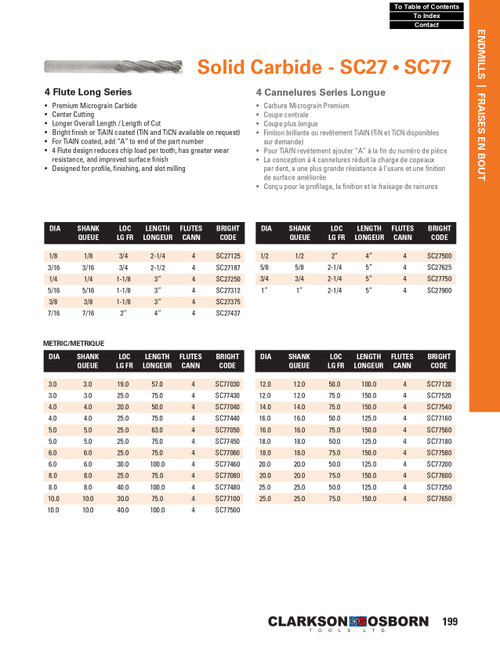 10mm Solid Carbide 4 Flute Long End Mill   SC77500