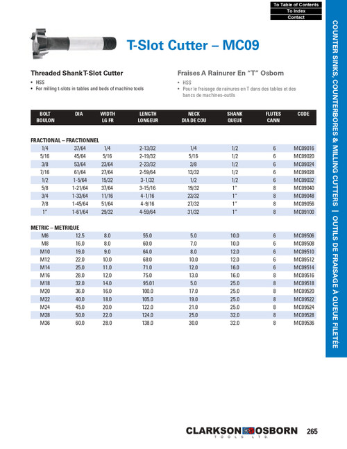 53/64" HSS Threaded Shank T-Slot Cutter   MC09024