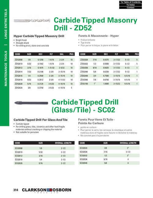 5/16" Carbide Tipped Glass/Tile Drill Bit   SC02020