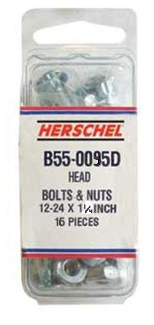 12 Pack #12-24 x 1-1/4" Round Head Splined Sickle Bolts w/Nuts  CUT01102-12