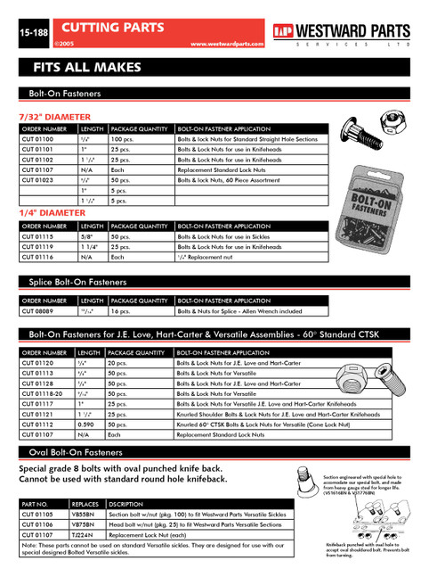 20 Pack #12-24 Sickle Bolt Cone Locknuts  CUT01107-20