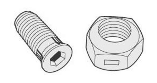 50 Pack #12-24 x .59" Knurled Countersunk 60º Versatile Sickle Bolts w/Nuts   CUT01112