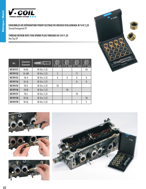 M16 x 1.25 16-2L V-Coil® Spark Plug Thread Repair Kit   VC19114
