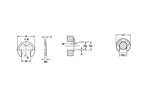 External SAE Phosphated Bowed E-Clip Retaining Ring  BE-0025-PA
