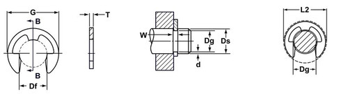 External SAE Phosphated E-Clip Retaining Ring  SE-0012-PA