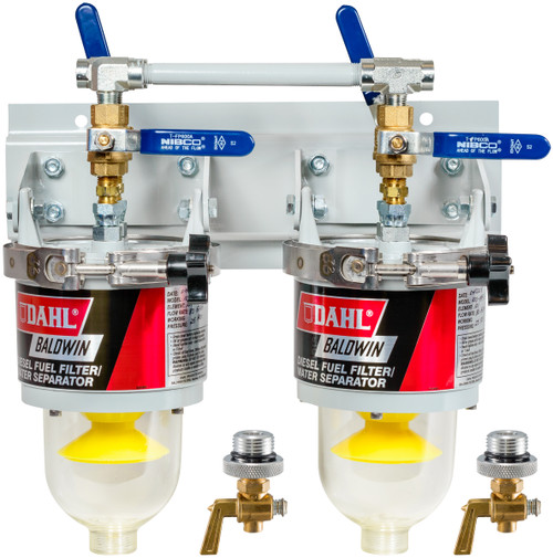 Two Diesel Fuel Filter/Water Separators Manifolded with Shut-Off Valves  100-MFV