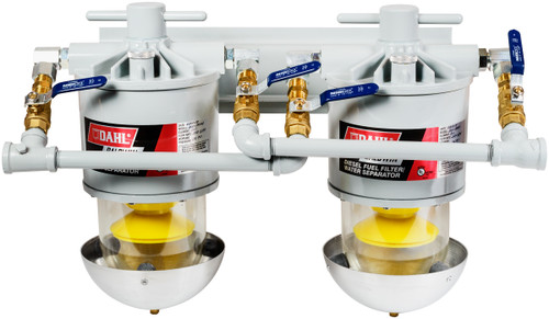 2 Diesel Fuel/Water Separators Manifolded with Shut-Off Valves U.L. Listed.   200-MMV