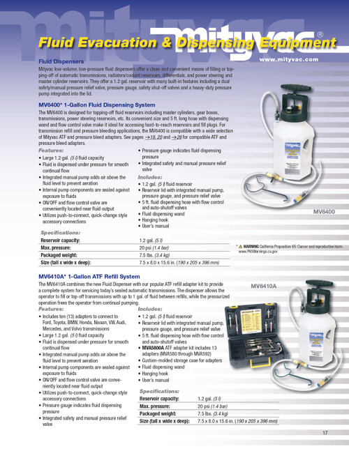 1-Gal Fluid Dispensing System   MV6400
