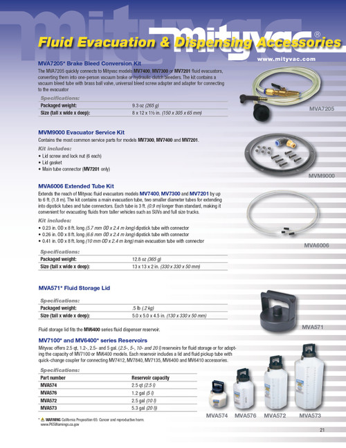 Evacuator Service Kit   MVM9000