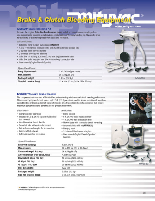 Vacuum Brake Bleeder   MV6830