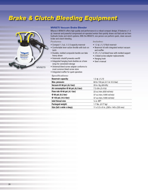 Vacuum Brake Bleeder   MV6870