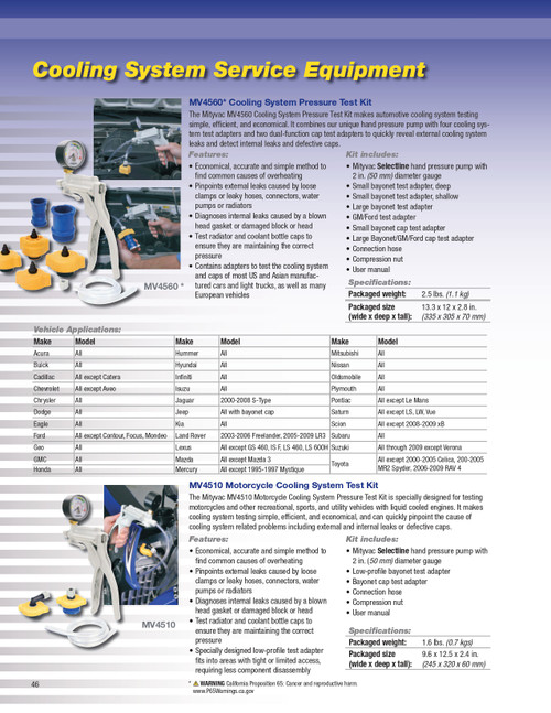 Motorcycle Cooling System Test Kit   MV4510