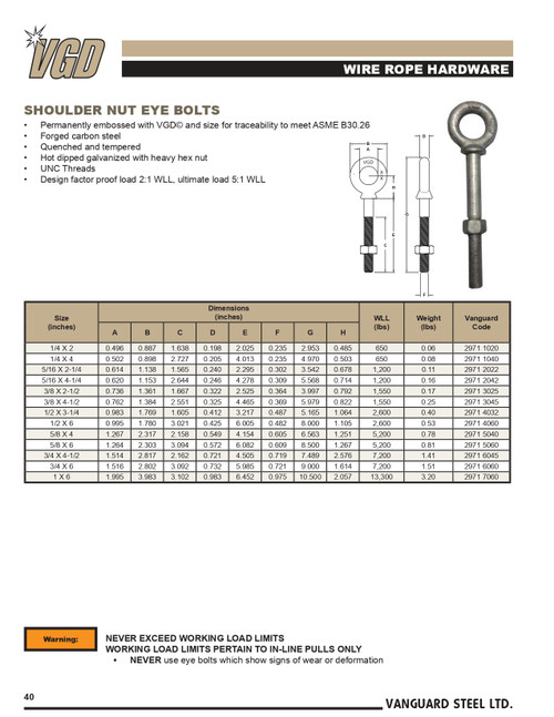 5/8 x 6" Galvanized Shoulder Eye Bolt   2971 5060
