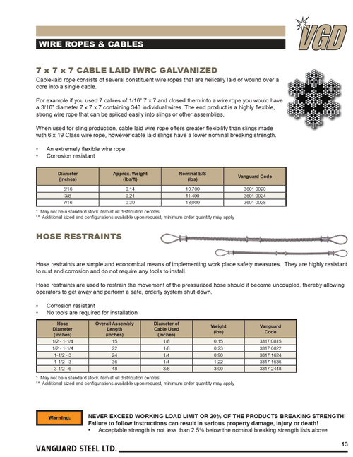 3/8 x 48" Hose Restraint Cable (3-1/2 - 6" Hose)   3317 2448