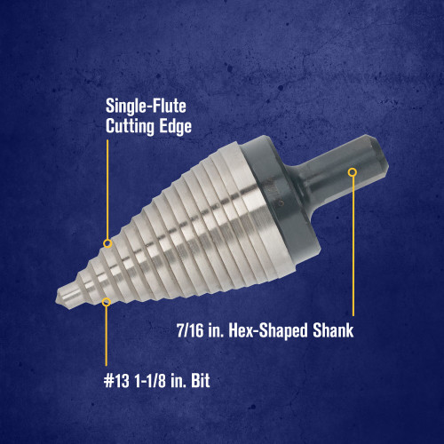UNIBIT® 1-1/8" #13 High Speed Steel Self-Starting Step Drill Bit   10313ZR