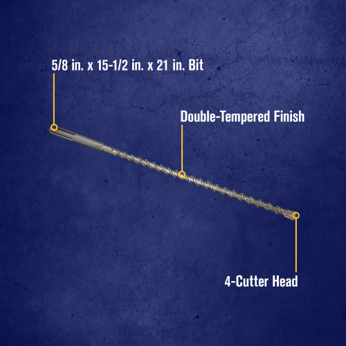 5/8 X 15-1/2 X 21" 4-Cutter SDS-MAX® Hammer Drill Bit   323006
