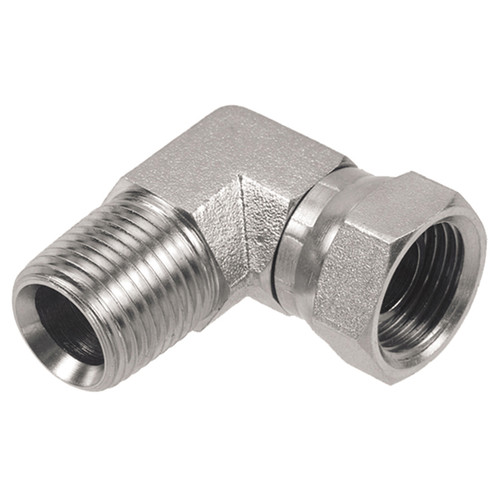 1/8 x 1/4" Steel Male NPT - Female NPSM Swivel 90° Elbow  0696-02-04