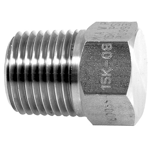 1/2" Stainless Steel Male NPT Hex Head Water Blast Plug  1600SS-15K-08