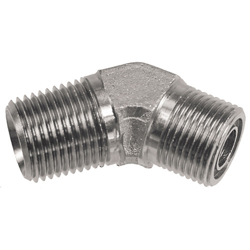 1/4 x 9/16"-18 Steel Male NPT - Male ORFS 45° Elbow  93416-04-04