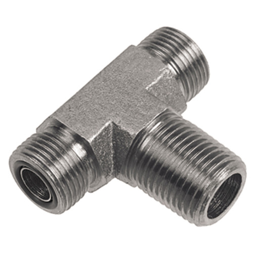 3/8 x 11/16"-16 x 11/16"-16 Steel Male NPT - Male ORFS - Male ORFS Tee  93T96-06-06