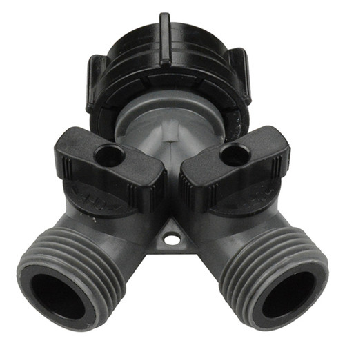 3/4"-11.5 Plastic Female Water Hose - Male/Male Y-Coupling w/Shut-offs  G07Y77PVG