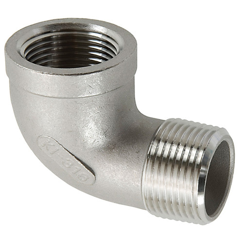 1/2" Stainless Steel 316 Female NPT - Male NPT 90° Street Elbow  G1698SS-050-050