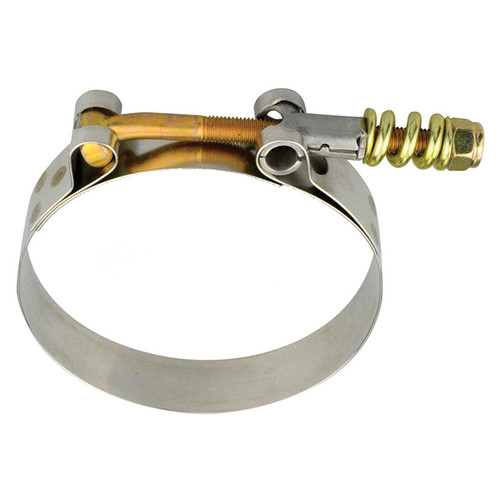 4.63 - 4.94" Spring Loaded T-Bolt Clamp - S/S Band - Ferrous Bolt  G39-074