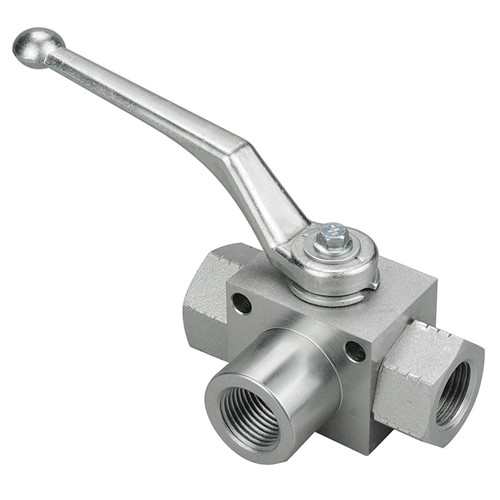 1" Steel 7250 PSI Female NPT 3-Way Ball Valve  V08T88-16