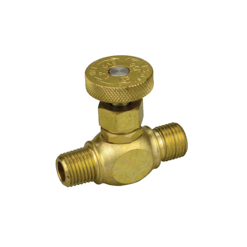 1/4" x 9/16-18" Brass CSA Male NPT - Left Hand Thread Gas Needle Valve  V18-1640L-04-04