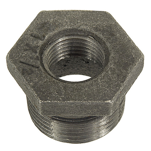 3/4 x 1/4" Sch. 40 Black Iron Male NPT - Female NPT Reducing Hex Bushing   G0816M-075-025