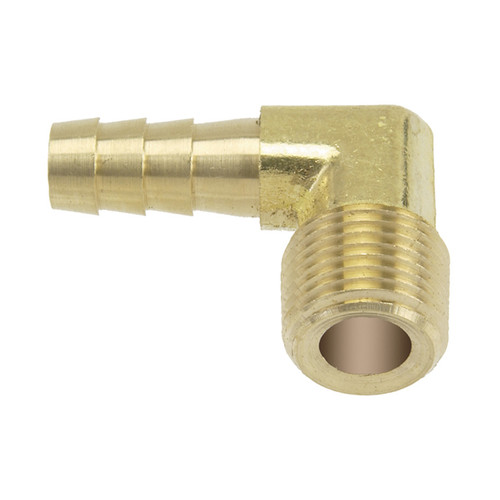 1/2 x 1/4" Brass Hose Barb - Male NPT 90° Elbow   G21B90-025-050