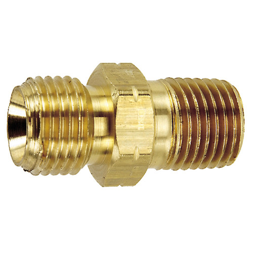 9/16"-18 LH x 3/8" Brass Male Type "B" Acetylene - Male NPT Coupler   G41L-038