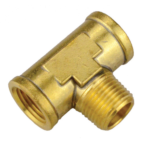 1/2" Brass Female NPT - Female NPT - Male NPT Tee   G08T86B-08-08