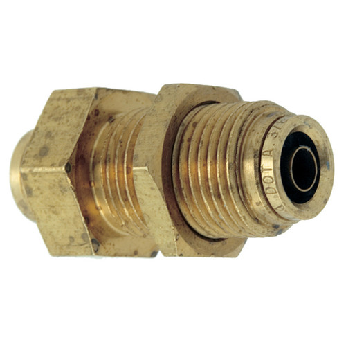 1/4" Brass DOT Push-To-Connect Bulkhead Union   G7070PBH-04-04
