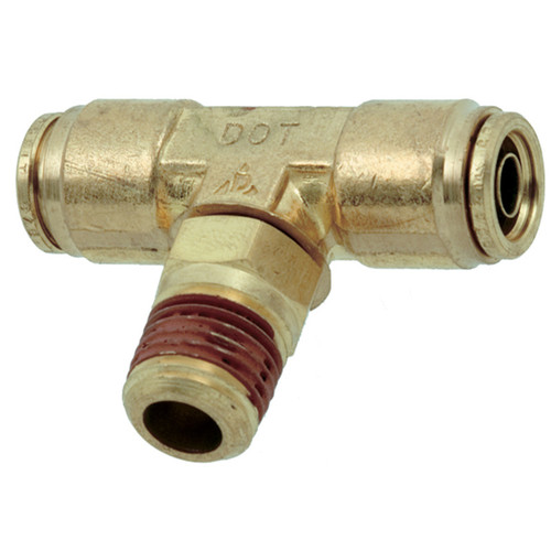 1/4 x 3/8 x 3/8" Brass DOT Male NPT - Push-To-Connect - Push-To-Connect Swivel Tee   G70T06PX-04-06