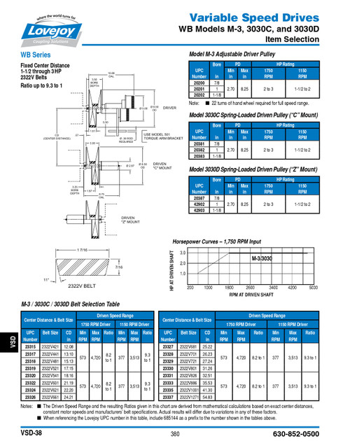 1" Shaft Lovejoy® WB Series Model 3030D Spring Loaded Driver Pulley   3030D-1"-PULLEY