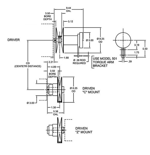 1-7/16" Shaft Lovejoy® Hexadrive® Model 32905 Spring Loaded Driver Pulley C Mount   32905-1-7/16-PULLEY