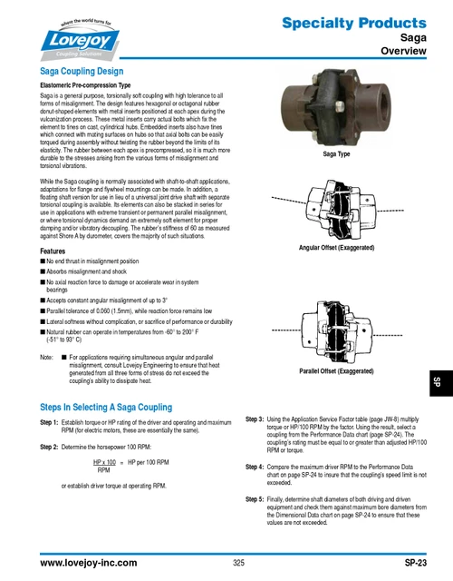 RSB (1") Shaft Lovejoy® Saga® Coupling Half   SAGA-22-HUB-1" RSB-NKW-NSS