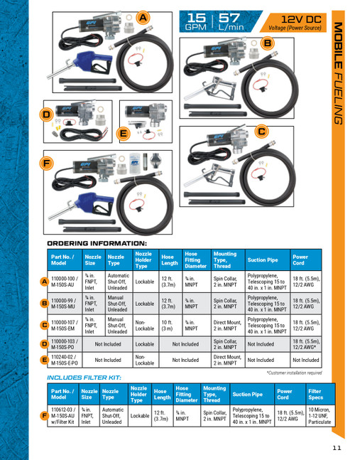 15 GPM 12V M-150® Series Fuel Transfer Pump   110612-03