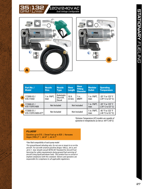 35 GPM 120V Extreme Temperature Rated V35® Series Fuel Transfer Pump   172000-51