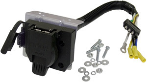 Round 7 Blade / Flat 4 Pin Trailer Connector w/Bracket  7712-31