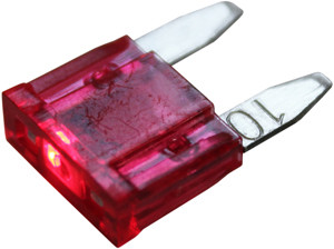 5 Pc. 10A Red Min Blade Fuses w/LED Indicator  9910-14