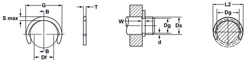 External Metric Phosphated Low Profile Crescent Retaining Ring  DC-020-PA