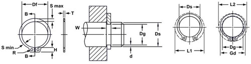 External Metric Phosphated Standard Retaining Ring  DSH-024-PA